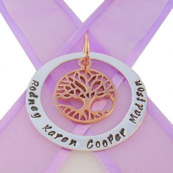 38mm CIRCLE OF LIFE PERSONALISED NAME 9CT ROSE GOLD TREE OF LIFE PENDANT -38mm-KB70-KB48-9Rjr