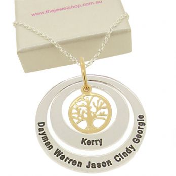 27mm & 38mm CIRCLE OF LIFE PERSONALISED TREE OF LIFE NAME PENDANT