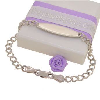9CT WHITE GOLD 4mm CURB IDENTITY BRACELET