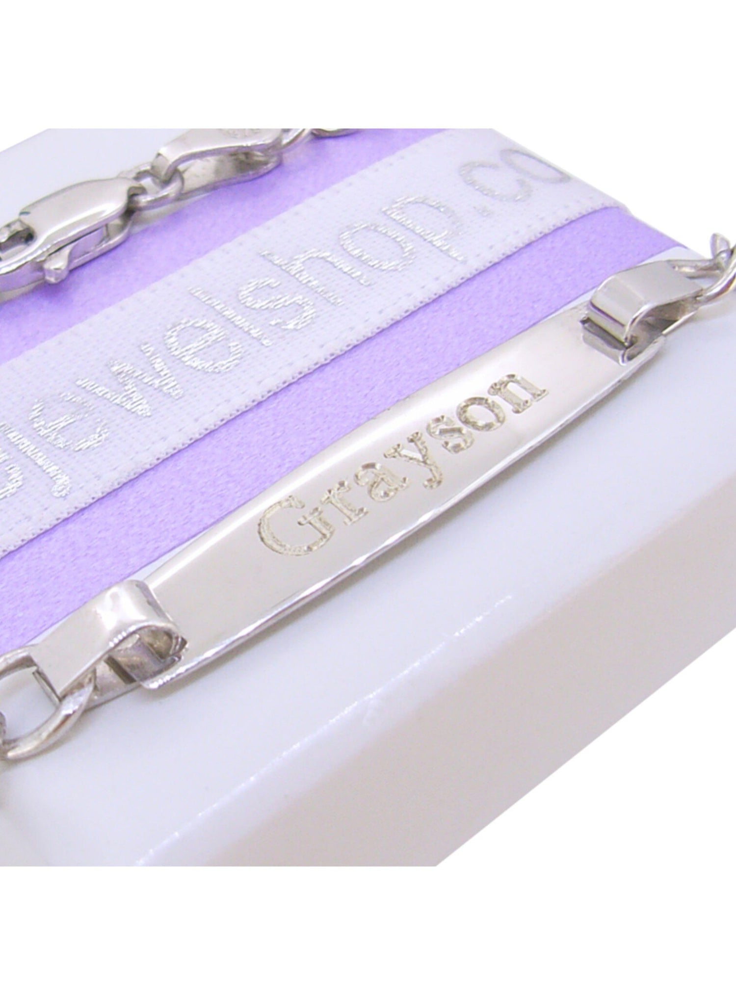 9ct White Gold 4mm Diamond Cut Curb Identity Bracelet