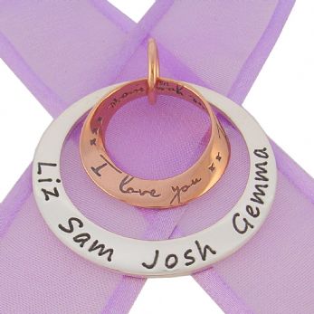 38mm CIRCLE OF LIFE PERSONALISED NAME 9CT ROSE GOLD I LOVE YOU MORE PENDANT -38mm-KB65-9Rjr
