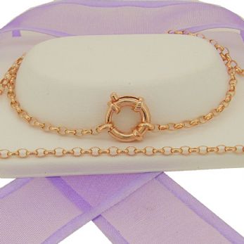 9CT ROSE GOLD 2.2mm OVAL BELCHER BOLT RING CHAIN NECKLACE