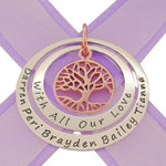 STERLING SILVER 35mm & 45mm 9CT ROSE GOLD TREE OF LIFE PERSONALISED NAME PENDANT -35mm-45mm-KB48-9R-jr