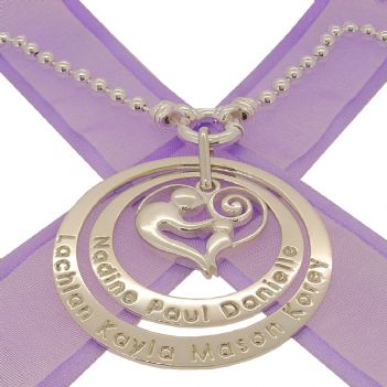 STERLING SILVER 35mm & 45mm CIRCLE OF LIFE PERSONALISED NAME MOTHER BABY CHILD 4mm BALL NECKLACE -35mm-45mm-FBail-KB69-SS-4mmBallBR