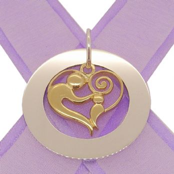 37mm CIRCLE OF LIFE PERSONALISED NAME 9CT GOLD MOTHER BABY CHILD PENDANT -37mm-KB69-9Y-SSjr