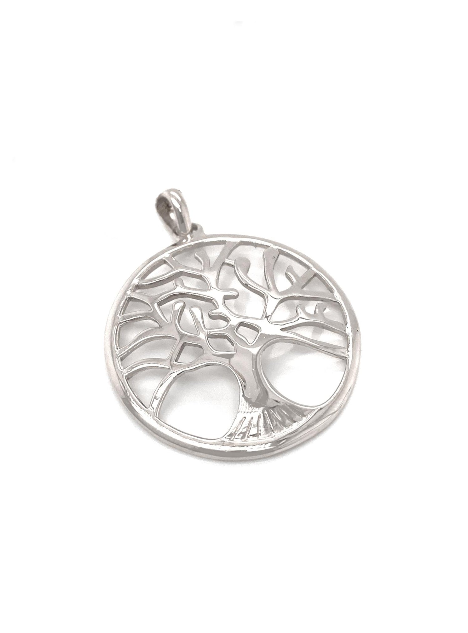 Tree of Life Charm Pendant 32mm in 9ct White Gold