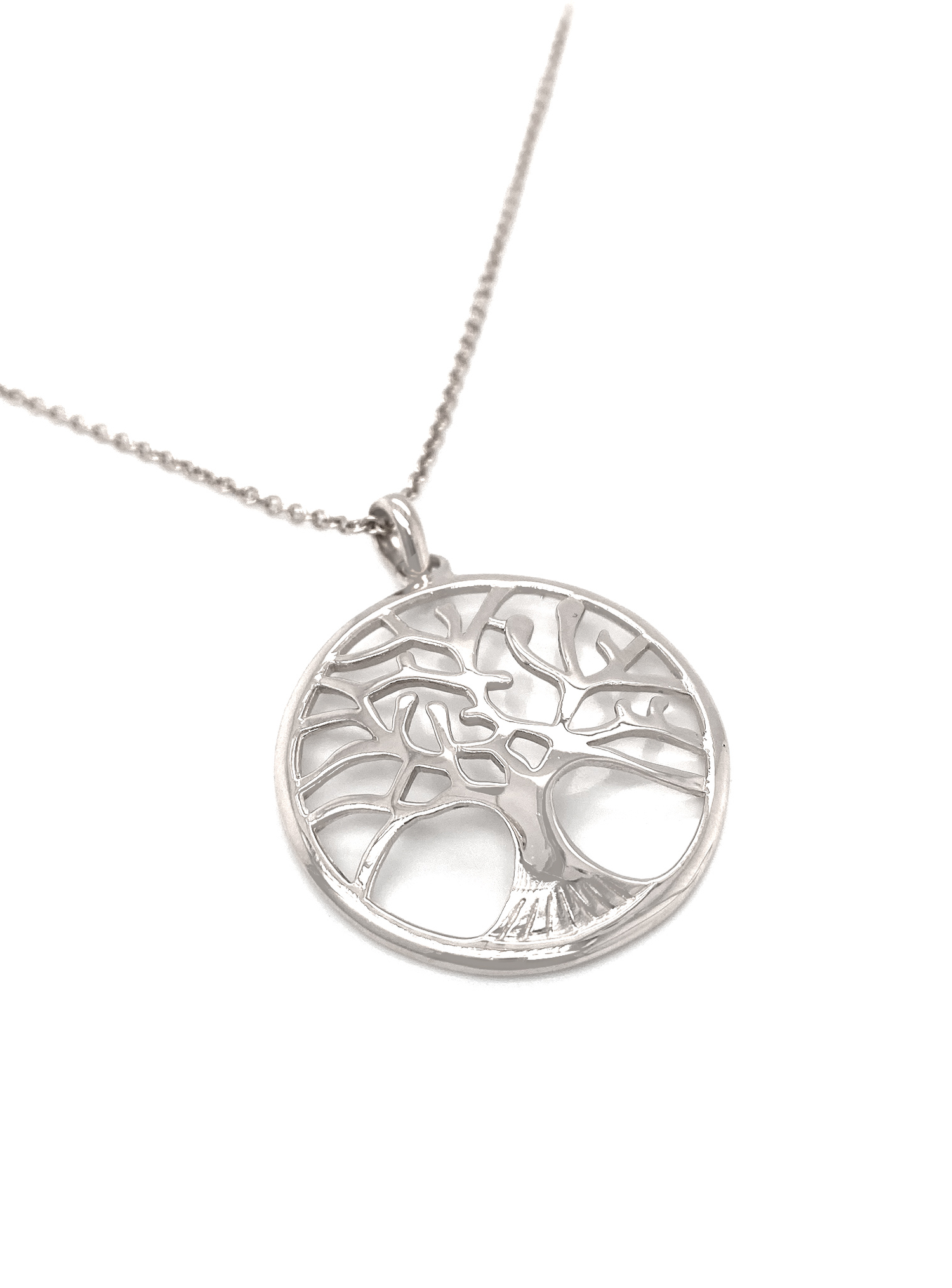 Tree of Life Charm Pendant 32mm in 9ct White Gold