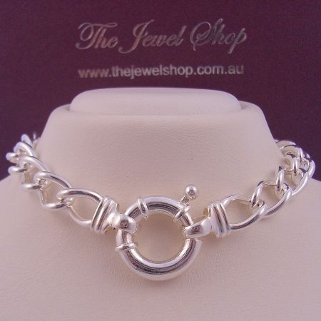 52g STERLING SILVER 18mm BOLT RING CURB NECKLACE 45cm