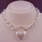 52g STERLING SILVER LARGE CURB PADLOCK NECKLACE 50cm