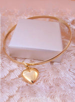 9ct Solid Gold Bangle With Floating Heart Charm