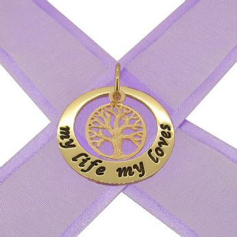 9CT GOLD 25mm CIRCLE FAMILY TREE OF LIFE PERSONALISED NAME PENDANT -25mm-KB52-9Y