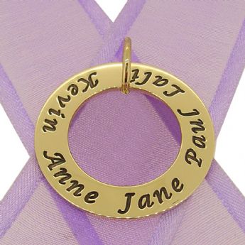9CT GOLD 28mm CIRCLE OF LIFE PERSONALISED FAMILY NAME -28mm-KBC29-9Y