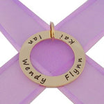 9CT YELLOW GOLD 28mm CIRCLE OF LIFE PERSONALISED FAMILY NAME PENDANT -9Y-28mm-jr