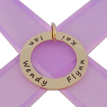 9CT YELLOW GOLD 28mm CIRCLE OF LIFE PERSONALISED FAMILY NAME PENDANT -9Y-28mm-jr