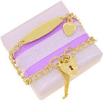 9CT GOLD 3.8mm CURB IDENTITY FLAT HEART PADLOCK CHARM BRACELET