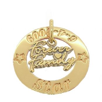 9CT GOLD 25mm CIRCLE OF LIFE PERSONALISED NAME FAMILY FOREVER PENDANT