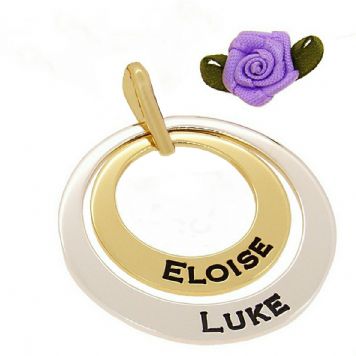 STERLING SILVER and 9CT GOLD 25mm 35mm FAMILY CIRCLE OF LIFE PERSONALISED NAME PENDANT