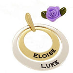 STERLING SILVER and 9CT GOLD 25mm 35mm FAMILY CIRCLE OF LIFE PERSONALISED NAME PENDANT