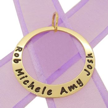 9CT GOLD 38mm CIRCLE OF LIFE PERSONALISED NAME PENDANT 38mm-9Y