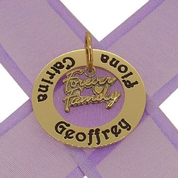 9CT YELLOW GOLD 28mm CIRCLE OF LIFE PERSONALISED FAMILY FOREVER NAME PENDANT -28mm-KBC29-KB105-9Y