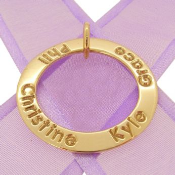9CT YELLOW GOLD 34mm CIRCLE OF LIFE PERSONALISED FAMILY NAME PENDANT -34mm-9Y
