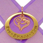 9CT GOLD 29mm CIRCLE OF LIFE 9CT ROSE GOLD MOTHER BABY LOVE HEART PERSONALISED FAMILY NAME PENDANT