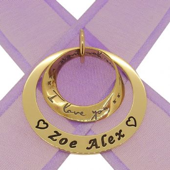 9CT GOLD 35mm CIRCLE OF LIFE PERSONALISED NAME I love you i love you more PENDANT -35mm-KB65-9Y