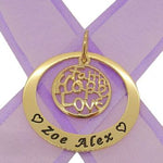 9CT GOLD 35mm CIRCLE OF LIFE PERSONALISED NAME FAITH HOPE LOVE PENDANT -35mm-KB113-9Y