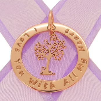 9CT ROSE GOLD 34mm CIRCLE OF LIFE PERSONALISED FAMILY NAME PENDANT TREE OF LIFE -34mm-KB60-9R