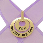 9CT GOLD 15mm 25mm CIRCLE OF LIFE PERSONALISED NAME PENDANT -15mm-25mm-9Y