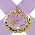 9CT GOLD 38mm CIRCLE OF LIFE PERSONALISED NAME TRILOGY HEART PENDANT -38mm-kb124-9Y