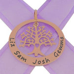 9CT ROSE GOLD 38mm CIRCLE OF LIFE PERSONALISED 24mm TREE OF LIFE NAME PENDANT 9R-38mm-KB85