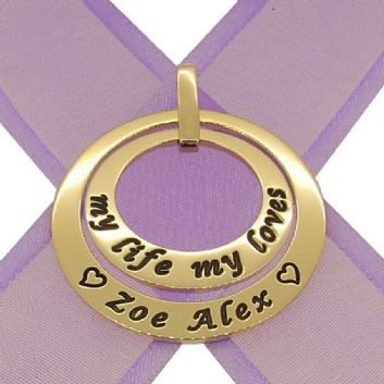 9CT GOLD 25mm & 35mm CIRCLE OF LIFE PERSONALISED NAME PENDANT