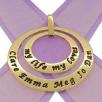 9CT GOLD 25mm & 38mm CIRCLE OF LIFE PERSONALISED NAME PENDANT