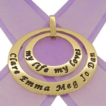 9CT GOLD 25mm & 38mm CIRCLE OF LIFE PERSONALISED NAME PENDANT
