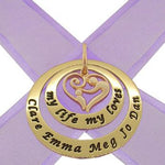 9CT GOLD 25mm & 38mm CIRCLE OF LIFE PERSONALISED MOTHER BABY NAME PENDANT -25mm-38mm-KB78-jr-9Y