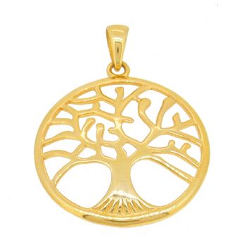 SOLID 18CT YELLOW GOLD 32mm TREE OF LIFE CHARM PENDANT