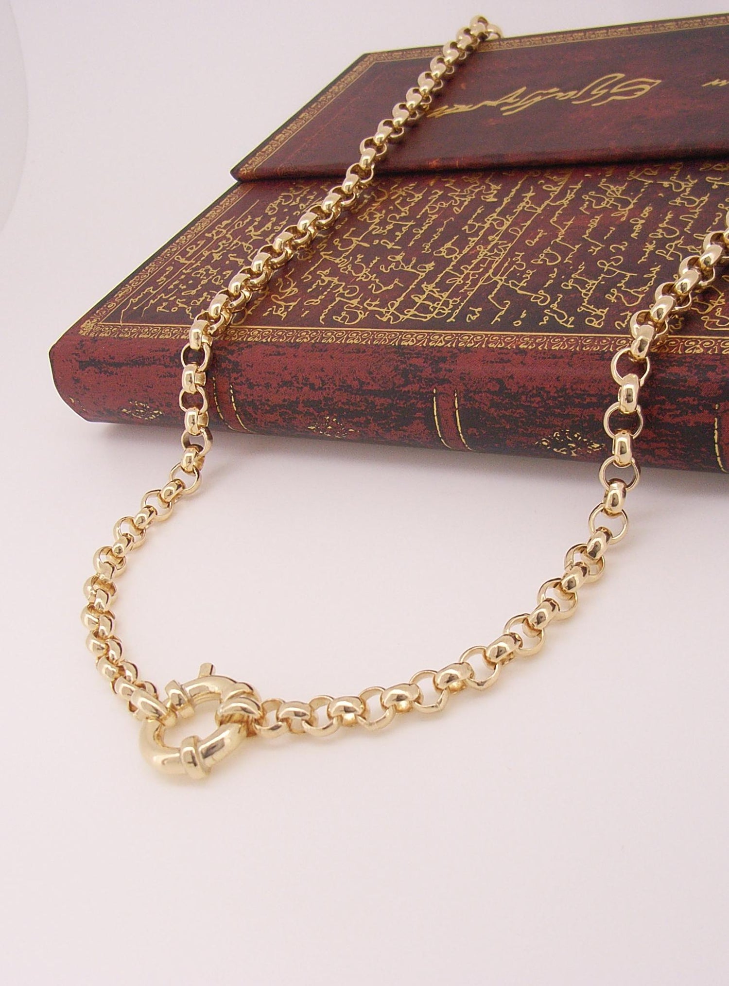 Solid 9ct Gold 4.5mm Round Belcher Chain Necklace