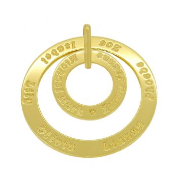 9CT GOLD 25mm 43mm CIRCLE OF LIFE PERSONALISED FAMILY PENDANT