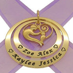 9CT GOLD 35mm & 45mm CIRCLE OF LIFE PERSONALISED NAME MOTHER BABY HEART PENDANT -35mm-45mm-jr-9Y-KB69