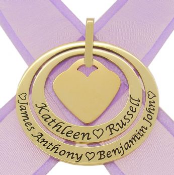 9CT GOLD 35mm & 45mm CIRCLE OF LIFE PERSONALISED NAME PENDANT 22mm HEART -35mm-45mm-FBail-9Y