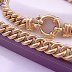 9CT GOLD 9mm CURB LINK BOLT RING 45cm NECKLACE 56g