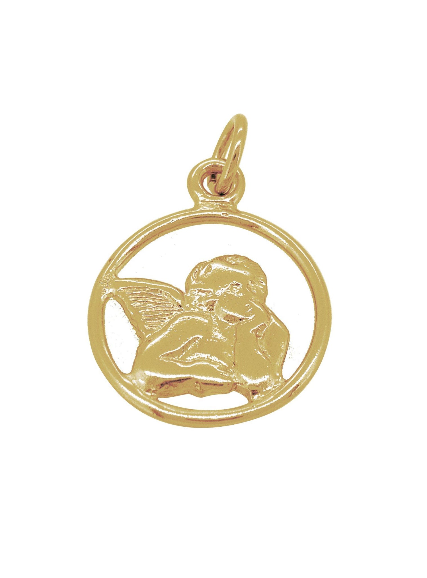 Cherub Guardian Angel 17mm Pendant in 9ct Gold