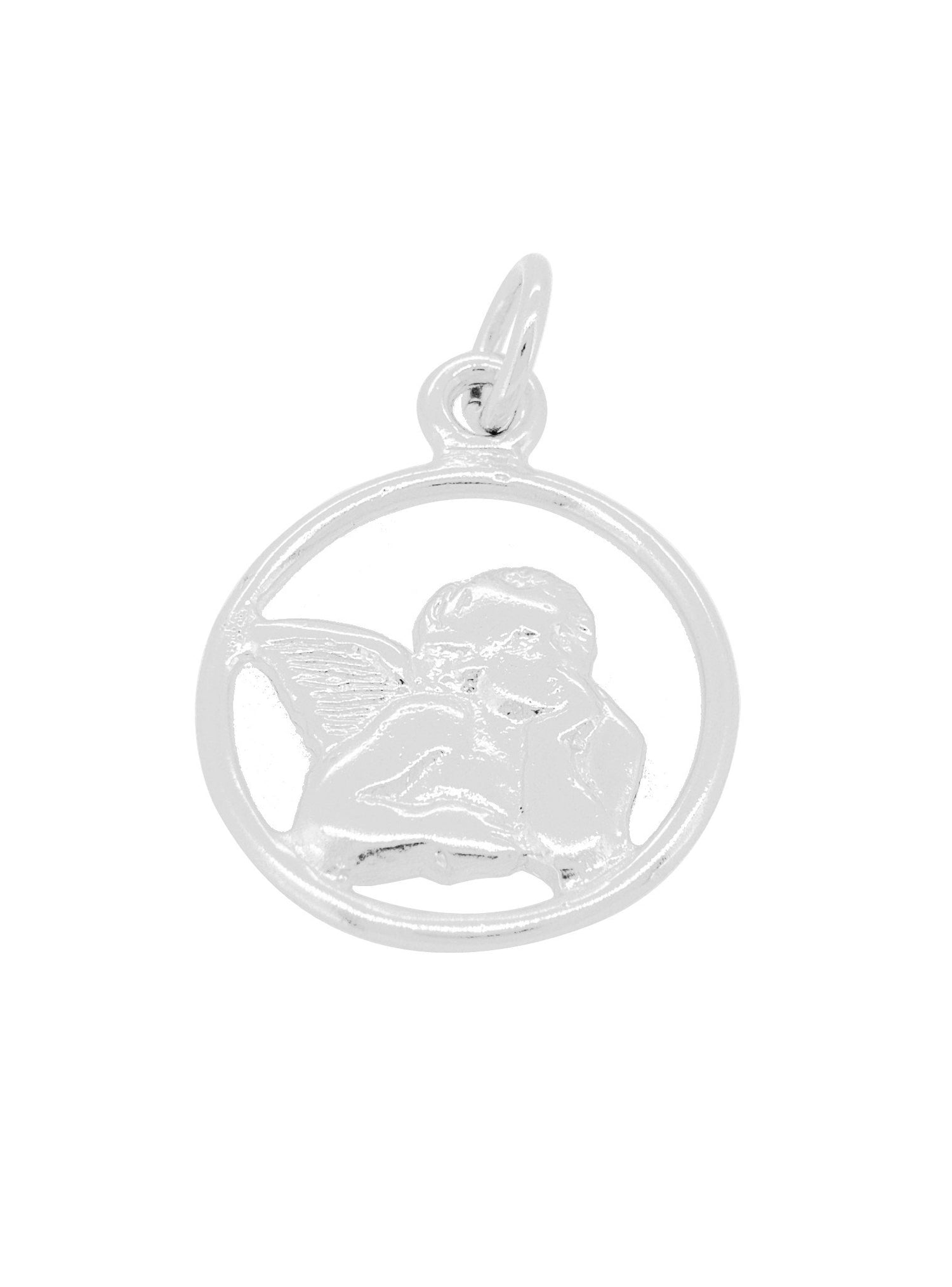 Cherub Guardian Angel 17mm Pendant in Sterling Silver