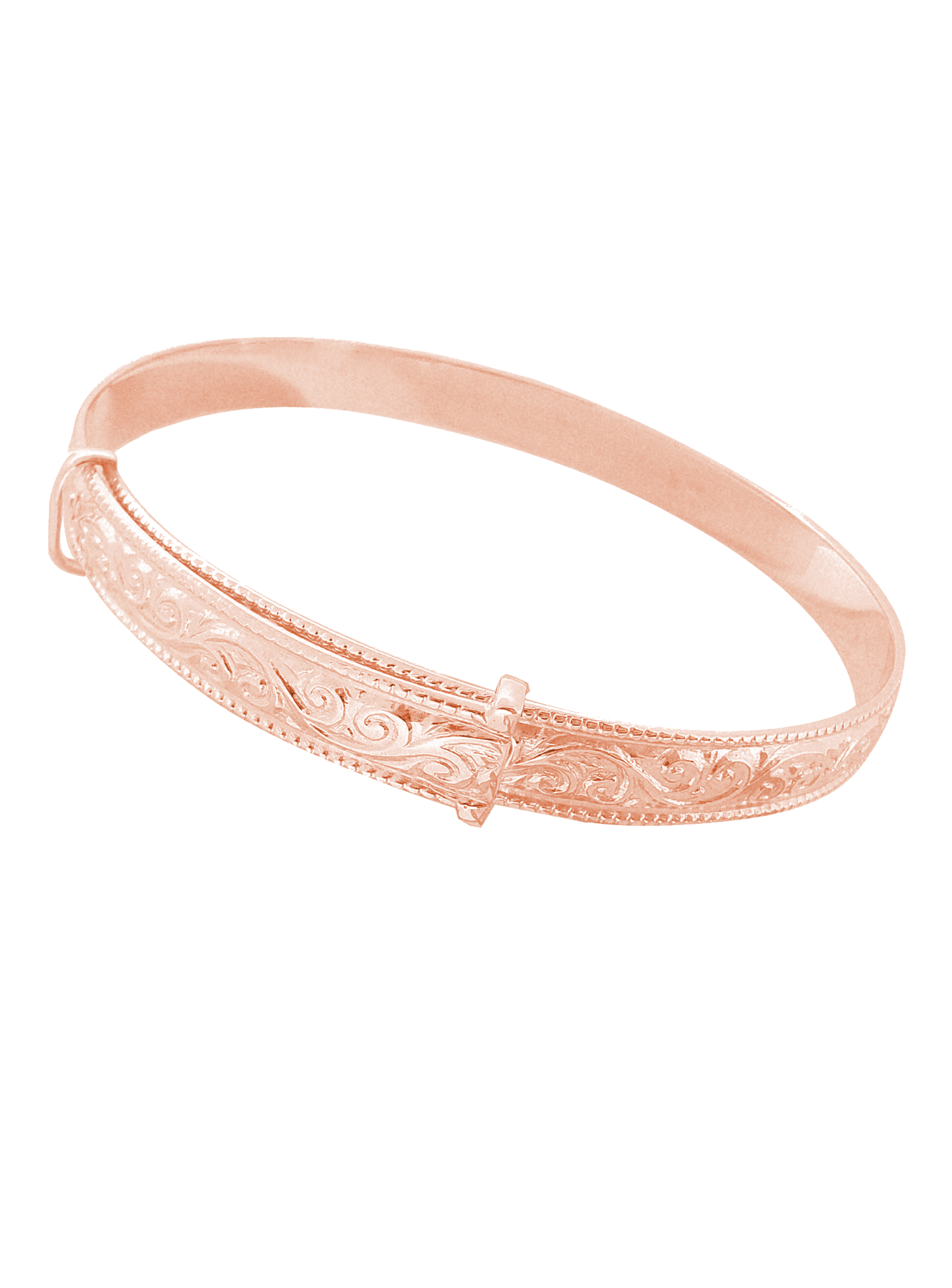 Expanding Filigree Embossed Bangle All Sizes in 9ct Rose Gold