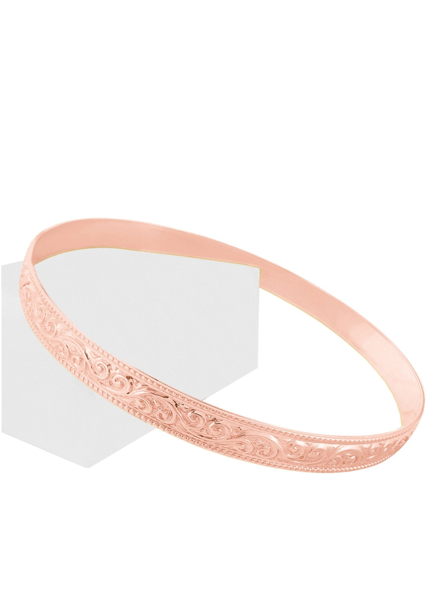 Filigree Embossed 5mm Bangle in 9ct Rose Gold