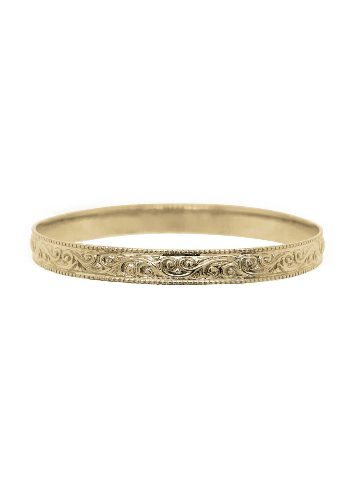 Filigree Embossed 5mm Bangle in 9ct Gold