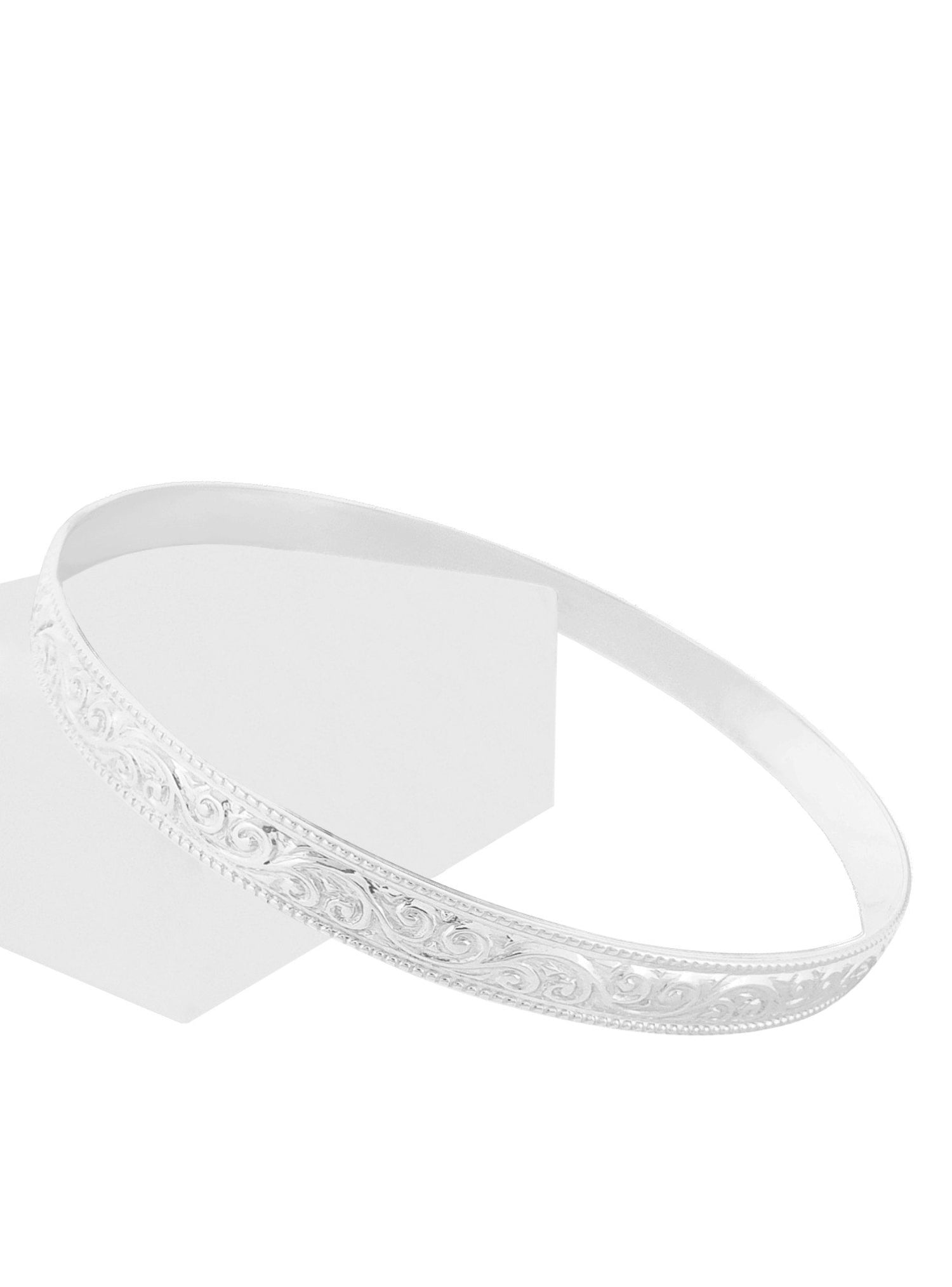 Filigree Embossed 5mm Bangle in 925 Sterling Silver