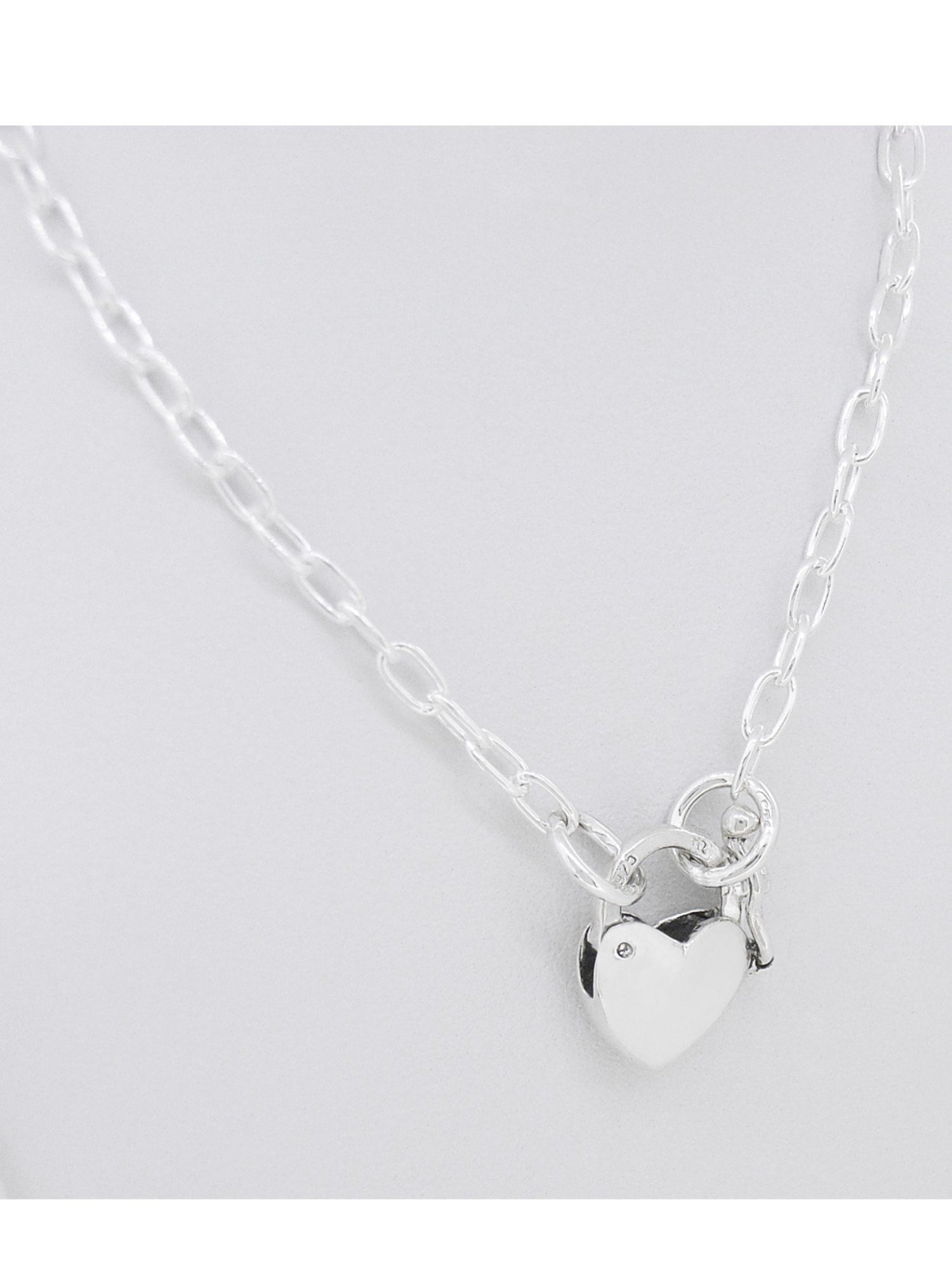 Minimalist Sterling Silver Love Heart Padlock 2.3mm Cable Necklace