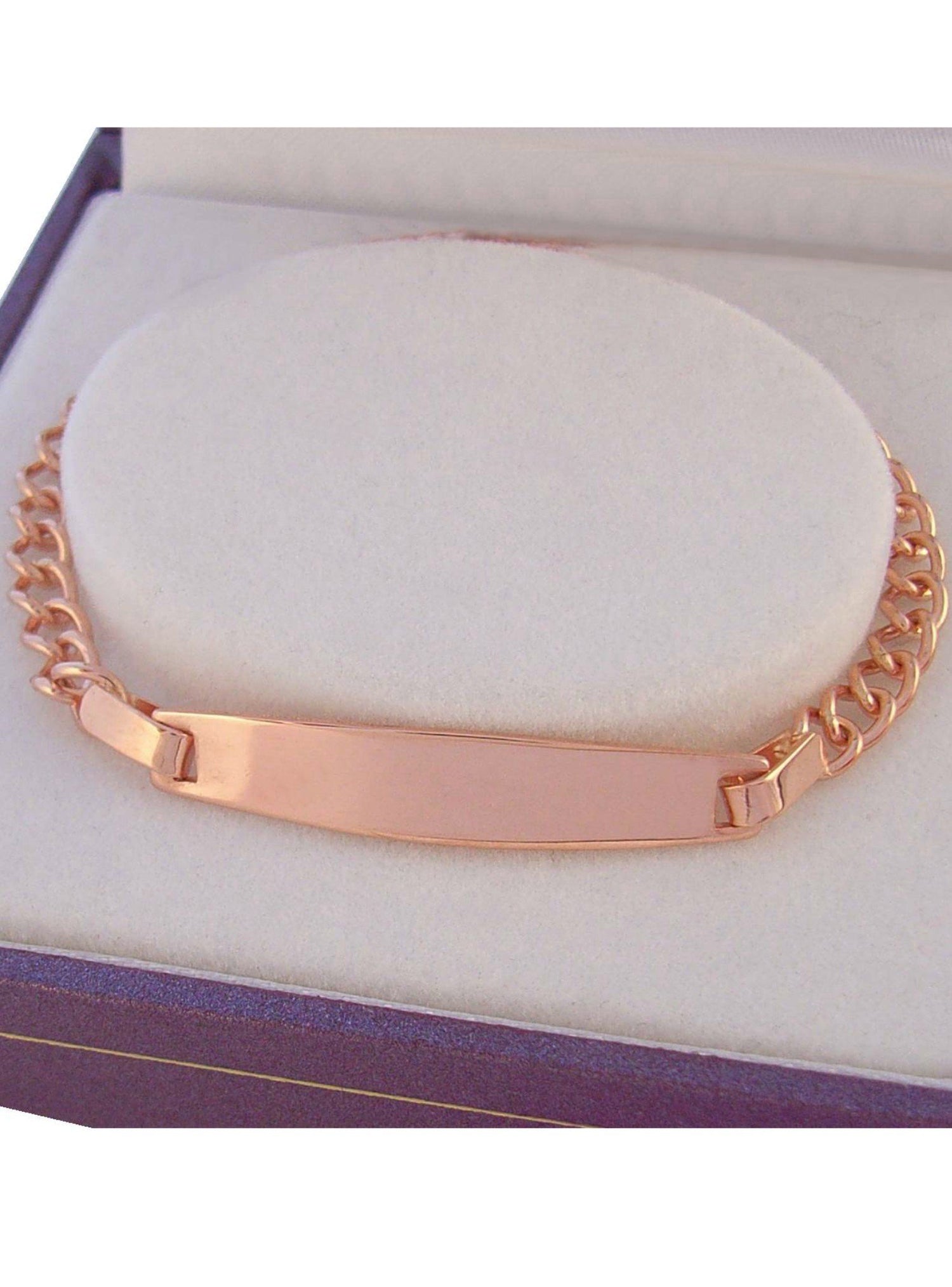 Traditional 9ct Rose Gold 3.5mm Curb Identity Bracelet